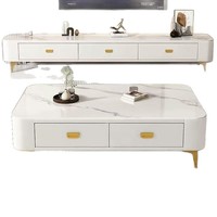 Meuble TV Minimaliste Moderne Blanc, Table Basse, Ensemble de Meubles pour la Maison, Vente en Gros Usine