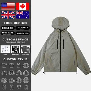 Veste à capuche zippée bicolore KingSen pour homme, respirante, décontractée, coupe ample, coupe-vent, imperméable, pour le sport et la randonnée - Product Image 2