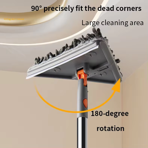 Bâton de vadrouille mural en <span class=keywords><strong>microfibre</strong></span> à 360 degrés avec poignée magique extensible Nettoyage d'intérieur Balai en plastique Triangle plat - Product Image 3