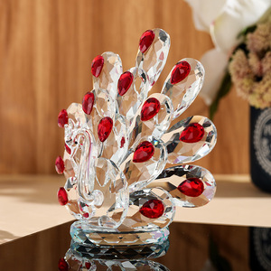 Ornement décoratif pour la maison en cristal de paon, cristal rouge, design moderne, décoration d'entrée, bureau, cadeau pour la fête des mères - Product Image 4