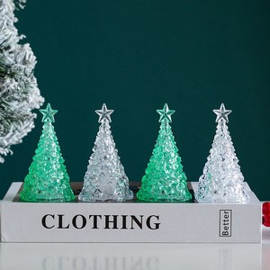 Mini Christmas <b>Tree</b> Decorations Transparent Crystal Night <b>Lights</b> <b>Led</b> Glowing Ornament For Christmas Decoration Props - Product Image 2