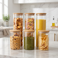 Bocaux de conservation alimentaire carrés en verre 30 oz, couvercles à boucle en verre transparent hermétiques pour thé, café, farine, sucre, bonbons