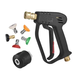 4000PSI High Pressure Spray Gun with 5 Color Nozzles and K Series Adapter Car Wash Tool Kit for High Pressure Washer