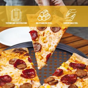 Gloway Op Maat Gemaakt 10 "11" 12 "Anti-Aanbak Koolstofstaal Ronde Pizza Vorm Oven Bakvorm Geperforeerde Pizza Pan Bakplaat Met Gaten - Product Image 6