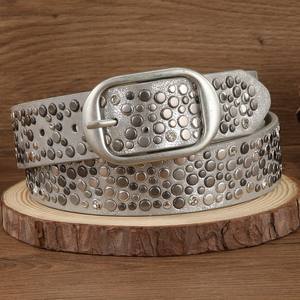 <span class=keywords><strong>Ceinture</strong></span> décorative en jean avec boucle en alliage de style punk européen et américain, métal lourd, clous à pattes sans règles et diamants, succès transfrontalier - Product Image 4