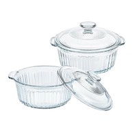 Pot en verre résistant à la chaleur pour la maison, transparent, 1,6 L, 2,4 L, avec couvercle