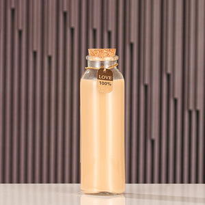 Botellas de Vidrio Transparentes Redondas Vacías al por Mayor de 150ml-500ml para Leche/Zumo/Té/Bebidas con Tapa de Plástico Apilables y Portátiles - Product Image 6