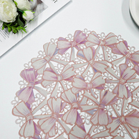 Napperon rond de luxe rose et violet avec nœud, en PVC tressé ajouré, résistant à la chaleur, pour mariage, fête et décoration intérieure