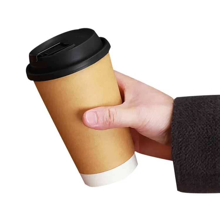 Taza de café de papel de pared doble para bebidas calientes, 8oz, 12oz, 16oz, reciclable