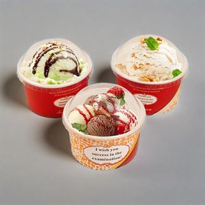 Gobelet en papier personnalisable Bols jetables pour crème glacée au yaourt kraft avec couvercles en PE pour desserts à emporter - Product Image 6