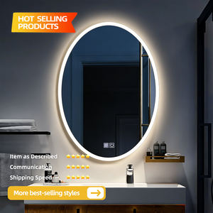 Miroir mural intelligent LED HD ovale nordique en verre, design graphique, anti-buée, tactile, rétroéclairé, sans cadre, pour hôtel et salle de bain, 18W - Product Image 2
