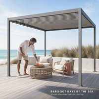 Pergola bioclimatique en aluminium avec toit à lames orientables, télécommande, système de jardinage étanche, ombrage pour terrasse arrière-cour