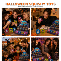 Bola Squishy Needoh Berkilauan Modis untuk Halloween, Tekstur Lembut Warna Cerah, TPR Ice Cube Puzzle Fidget