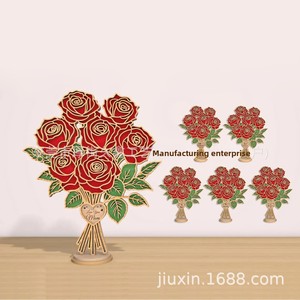 Bouquet <span class=keywords><strong>di</strong></span> Rose in Legno Personalizzato per la Festa della Mamma, San Valentino, Decorazione per Casa <span class=keywords><strong>e</strong></span> Scrivania, Regalo per Coppie - Product Image 3