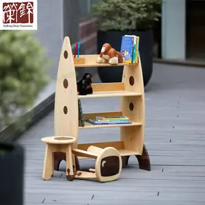 Vier speicher Rocket Shape Bücherregal für Kinder Top Qualität Custom ized Kids Storage Shelf Bücherregal