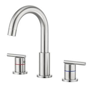 Hot Sale Dual Handle <b>Deck</b> Mounted 3 Hole Bathroom with Waste Pop up Drain 8'' Widespread Lavatory Sink Faucet Mixer - Product Image 1