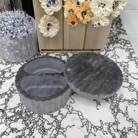 Boîte de rangement multifonctionnelle en marbre rond de style nordique de 5,2 pouces avec couvercle rotatif pour la décoration de la maison