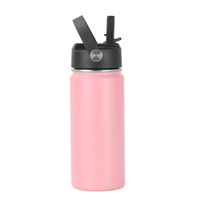 Botella de Agua Térmica de Acero Inoxidable 304 de Doble Pared con Aislamiento al Vacío y Pajita, para Niños, 350ml/550ml, Impresión 5D