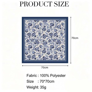 70x70cm Vintage Floral Vine Digital Print Polyester Satin <b>Square</b> <b>Scarf</b> Ethnic Botanical Neck <b>Scarves</b> for Women Casual Use - Product Image 6
