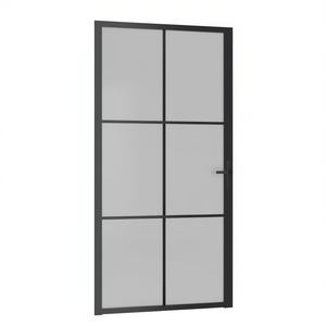 Puerta Interior de Aluminio con Vidrio Negro Mate, 40.4x79.3 Pulgadas, Diseño Minimalista, Apertura Lateral, Superficie Acabada - Product Image 1