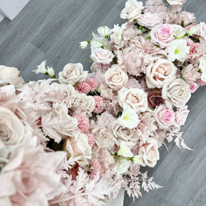 Popular Camino de <span class=keywords><strong>Flores</strong></span> Artificiales para Decoración de Bodas, Camino de <span class=keywords><strong>Flores</strong></span> Artificiales de Alta Calidad en Color Rosa Pálido para el Pasillo de Boda - Product Image 6