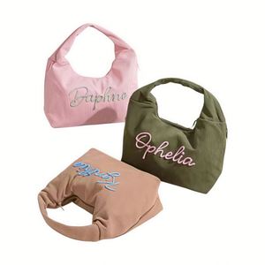Sac à bandoulière décontracté en velours côtelé grande capacité pour femme avec poche intérieure et nom personnalisé - Product Image 3