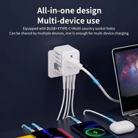 Adaptor Perjalanan Universal All in One Adaptor Perjalanan Internasional Colokan Pengisi Daya Ponsel Multiport USB Tipe C Pengisi Daya UK,EU,AU,US