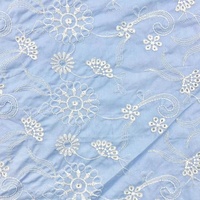 Tissu en voile de coton brodé uni teint pour chemise