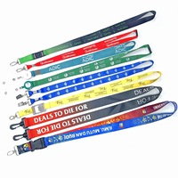 Lanière personnalisée en polyester avec logo et texte couleur, imprimée par sublimation, pour événements d'entreprise et identification.