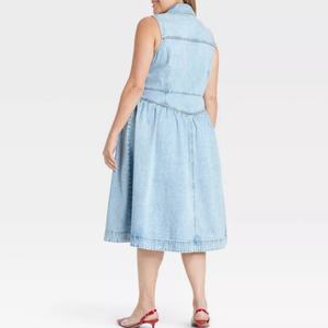 Vestido vaquero sin mangas con botones para mujer, estilo casual, holgado, midi, línea A, con bolsillos, para primavera - Product Image 2