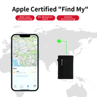 Localisateur GPS rechargeable certifié MFI pour iPhone iOS avec fonction Localiser, support portefeuille en cuir