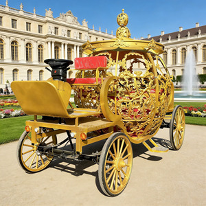 European Style Hollow Pumpkin Carriage Horse Drawn Cinderella <b>Coach</b> for Wedding Party - Product Image 1