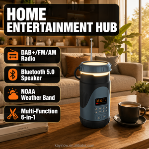 <span class=keywords><strong>Radio</strong></span>-réveil multifonction étanche DF-583 à manivelle avec haut-parleur AirPlay, lampe solaire de camping et alimentation CC en plastique - Product Image 3