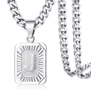 Sigla colore Sliver nome collana pendente Hiphop Punk grassetto robusto alfabeto maschile lettera Charm collana per gli uomini - Product Image 1
