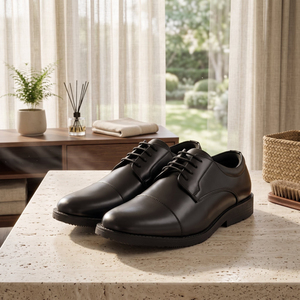 Chaussures habillées en cuir végétalien souple ARUKOKA AK735 – Anti-plis, coupe extra-large 9E, semelle EVA respirante, fermeture à lacets, légères - Product Image 5