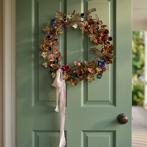 Corona Floral Hecha a Mano, Decoración Bohemia Circular para Colgar en la Pared, Arte de Fibra Vegetal para Adornos Navideños del Hogar - Product Image 1