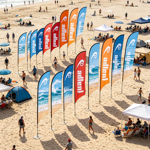 Kit de drapeau de plage promotionnel personnalisé, bannière plume, piquet de sol en aluminium, drapeaux en forme de goutte d'eau, matériau polyester, option d'impression numérique - Product Image 5