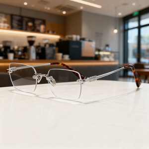 Monturas de gafas cuadradas sin montura Qian Ai, metálicas, con filtro de luz azul para mujer, montura pequeña N2-20532 - Product Image 3