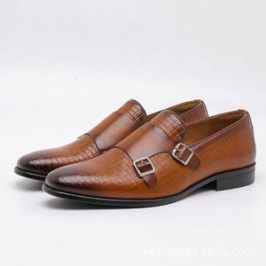 Custom Made New <b>Style</b> Business Square Toe Slip-On Monk Strap Loafers Men's Casual Genuine Leather <b>Shoes</b> for Office & Career - Product Image 5