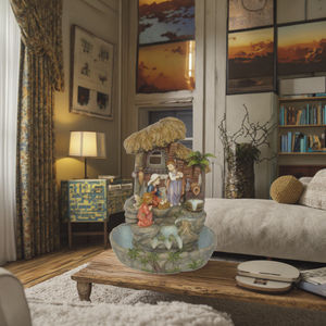 Offre Spéciale 12 pouces sainte famille <span class=keywords><strong>fontaine</strong></span> 30.5cm petite Sculpture décorative intérieure résine artisanat Figurine Art modèle cadeaux polyrésine - Product Image 2