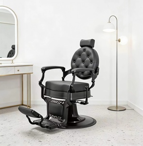 High Quality Durable Black Metal <b>Frame</b> Reclining Salon Barber Chair 360 <b>Degree</b> Rotation Height Adjustable School Living Room - Product Image 2