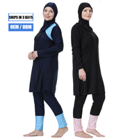 Ensemble de maillot de bain burkini pour femmes musulmanes, taille plus, rayé, manches longues, avec logo sur le devant, personnalisé, 3XL-8XL