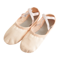 Vente en gros de chaussures de danse à enfiler chaussures de danse à enfiler en toile souple chaussures plates de ballet pour femmes adultes