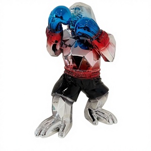 Luxury Boxing <strong>Gorilla</strong> Statue Chrome Plated Resin Geometric Kong Sculpture Large for Office Power Decor &amp; Fitness Gift - Product Image 4