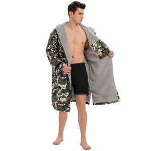 Custom Camouflage Long Sleeve Waterproof and <strong>Warmer</strong> Fleece Dry Changing Robe Surf Poncho <strong>Coat</strong> - Product Image 3