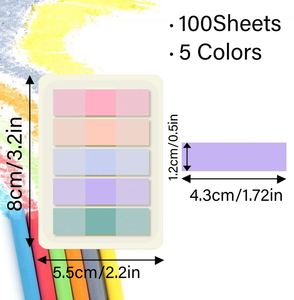Bloc de Notas Adhesivas Transparentes Impermeables de PET con Índice de Colores Morandi, Estilo Bonito para Oficina, Escritura y Promoción - Product Image 2