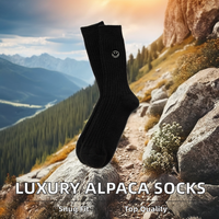 Chaussettes montantes pour femmes en laine d'alpaga/nylon de haute qualité, tricotées douces, pour l'hiver, avec logo personnalisé, anti-bactériennes, à revers jetable