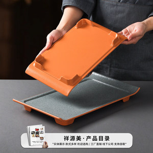 Assiettes rectangulaires en mélamine bicolore imitation porcelaine, plateau de service pour hôtel, restaurant, fête - Product Image 2