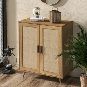 <span class=keywords><strong>Buffet</strong></span> classique en chêne avec portes en rotin, combinaison rétro et moderne, 27 pouces - Product Image 3