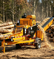 Broyeur à palettes horizontal pour recyclage de déchets de bois, capacité 14 pouces, modèle Bandit 1425, diesel, avec option de poulie à tête magnétique